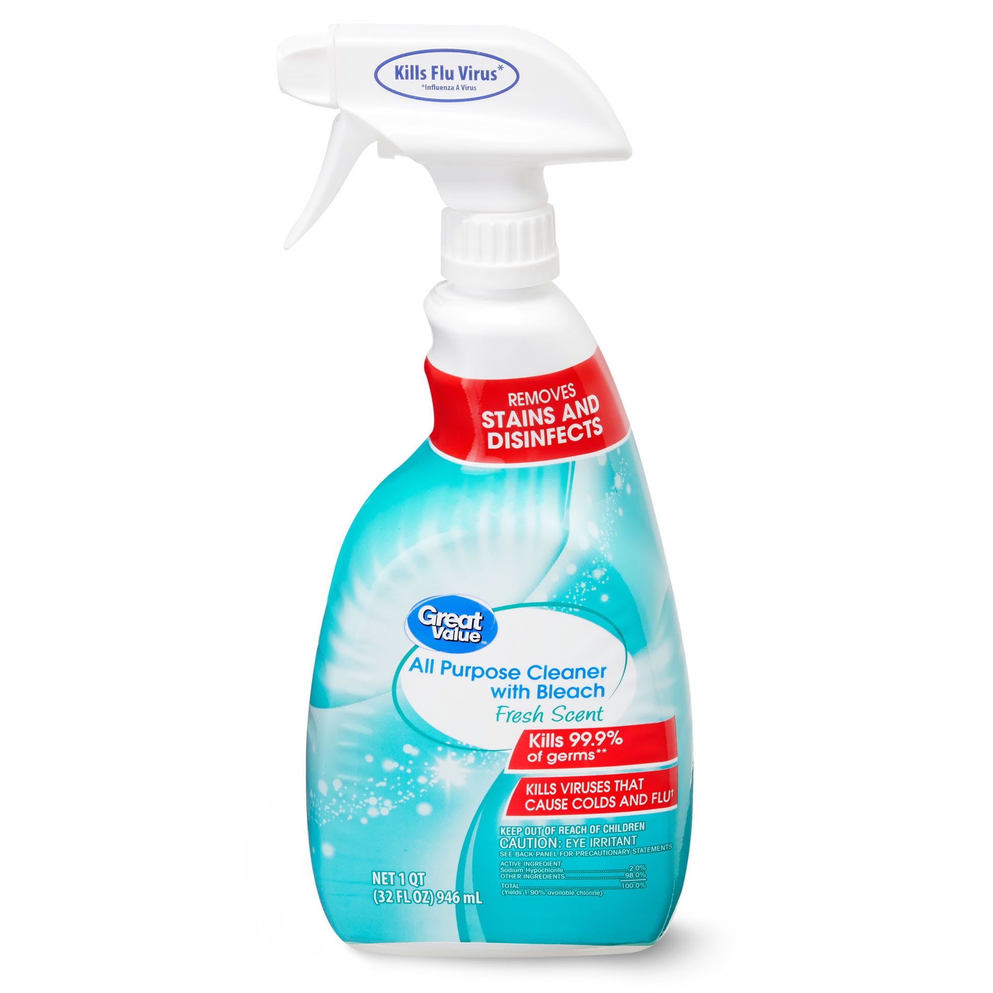 All Purpose Cleaner with Bleach - Fresh Scent by Great Value - Non-toxic Household Cleaning Products product rated STOP by Million Marker, free from BPA, phthalates, and parabens