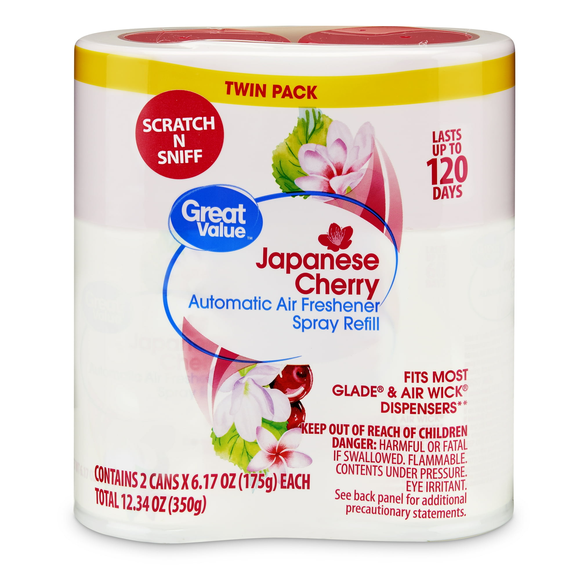 Automatic Air Freshener - Japanese Cherry by Great Value - Non-toxic Air Fresheners product rated STOP by Million Marker, free from BPA, phthalates, and parabens