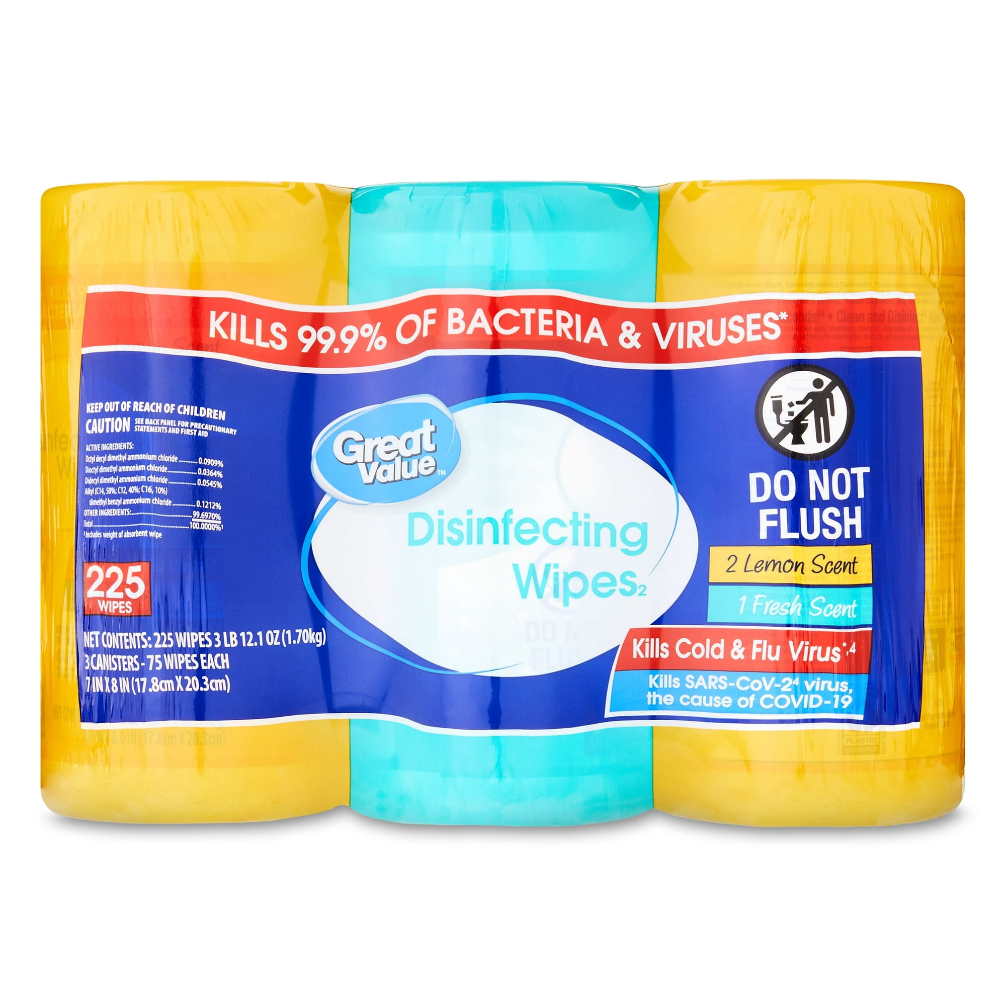 Disinfecting Wipes - Lemon Scent by Great Value - Non-toxic, STOP rated product free from harmful chemicals