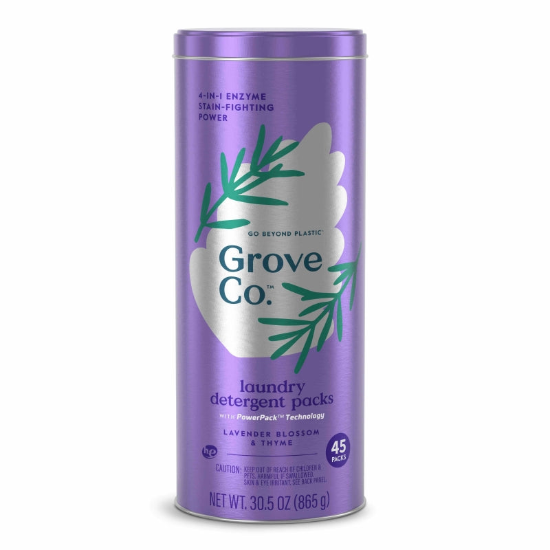 Laundry Detergent Packs - Lavender Blossom & Thyme by Grove Co. - Non-toxic, SLOW rated product free from harmful chemicals