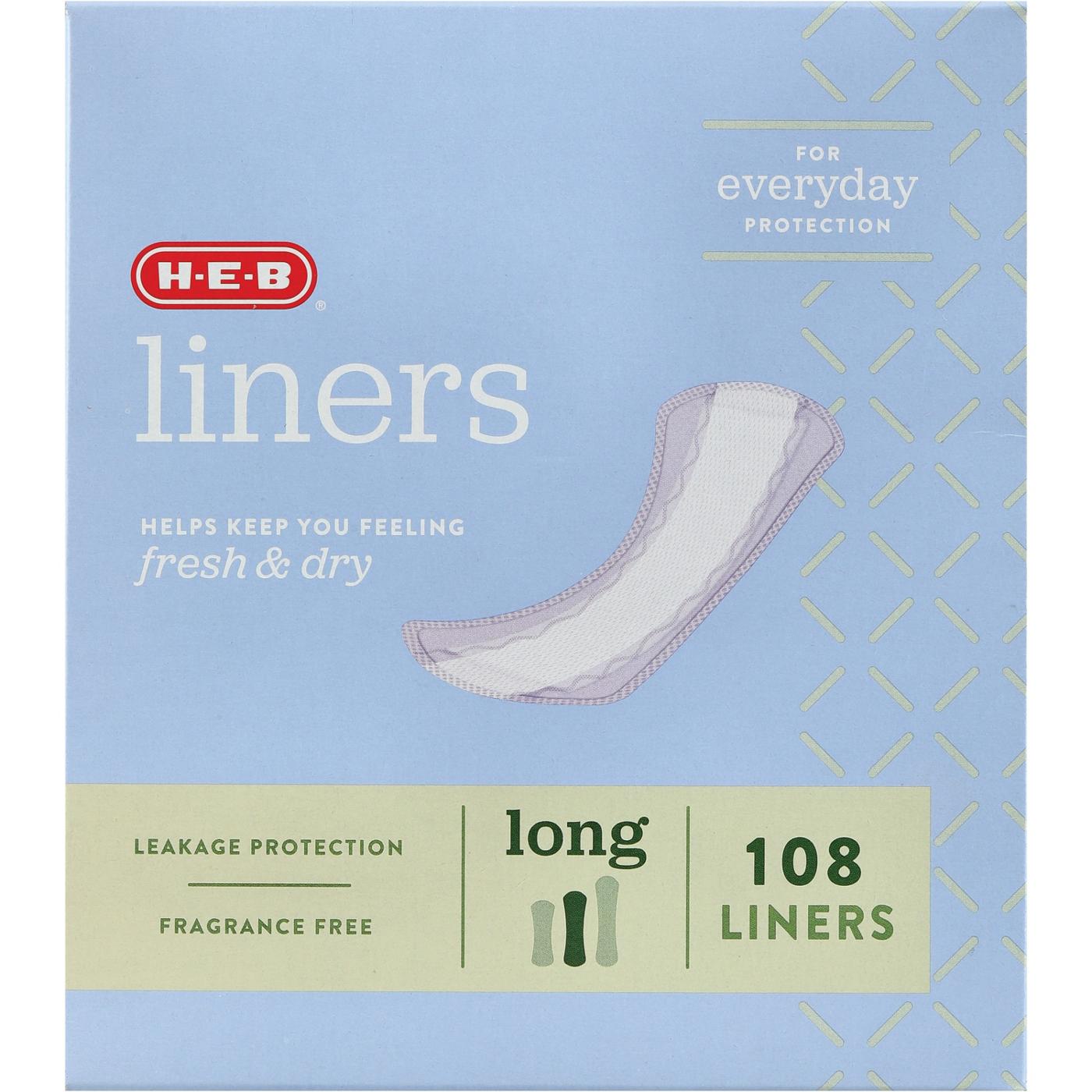 Long Liners – Fragrance Free by H-E-B - Non-toxic Period Care product rated STOP by Million Marker, free from BPA, phthalates, and parabens