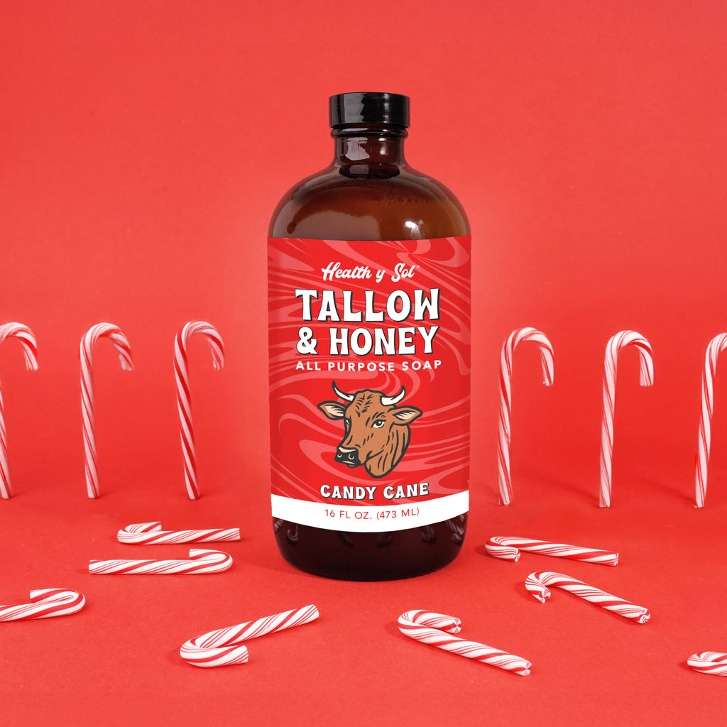 Tallow & Honey All Purpose Soap - Candy Cane by Health Y SOL - Non-toxic, SLOW rated product free from harmful chemicals