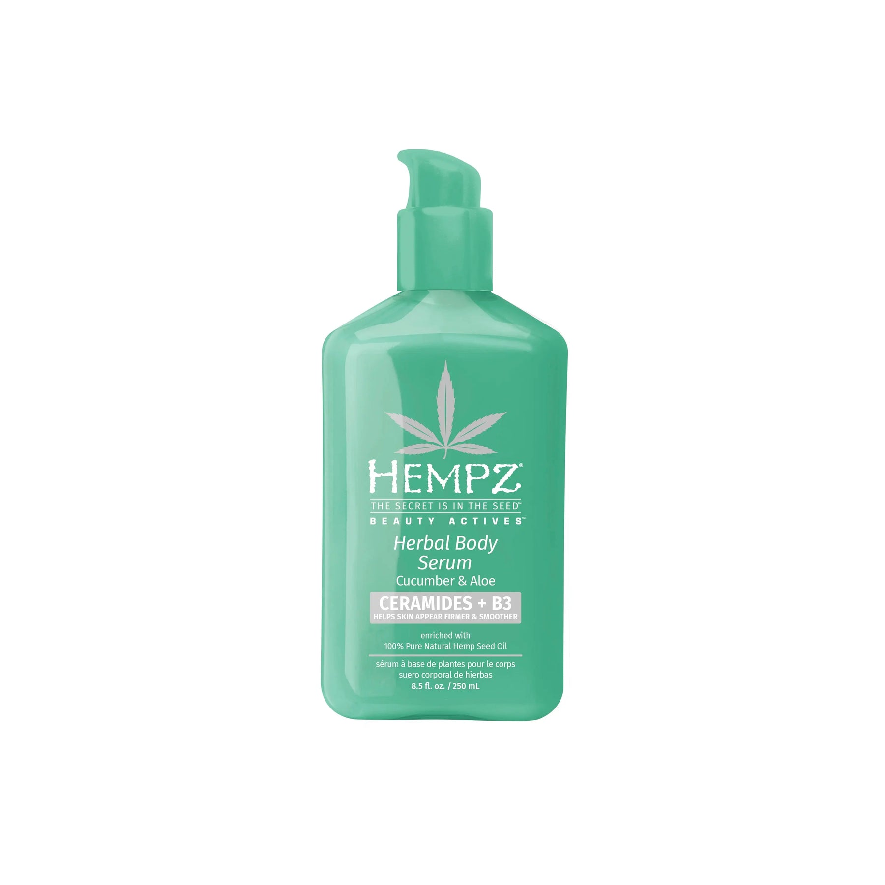 Beauty Actives Cucumber & Aloe Herbal Body Serum with Ceramides & B3 by HempZ - Non-toxic, STOP rated product free from harmful chemicals