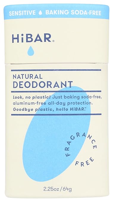 Natural Deodorant - Sensitive, Fragrance Free by HiBAR - Non-toxic, GO rated product free from harmful chemicals