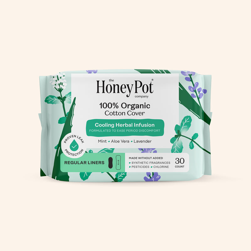 100% Organic Cotton Cover Pantiliners – Herbal-Infused by Honey Pot - Non-toxic, SLOW rated product free from harmful chemicals
