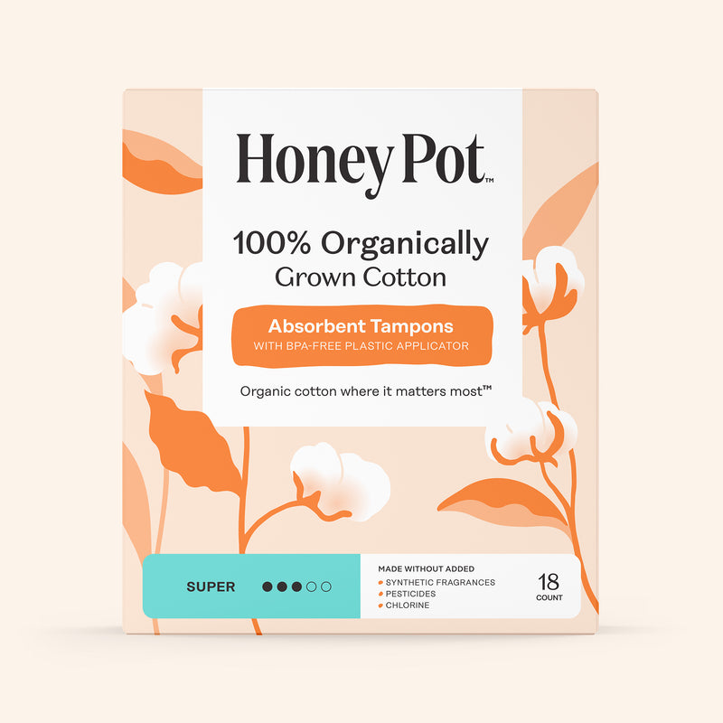 100% Organically Grown Cotton Tampons by Honey Pot - Non-toxic, SLOW rated product free from harmful chemicals