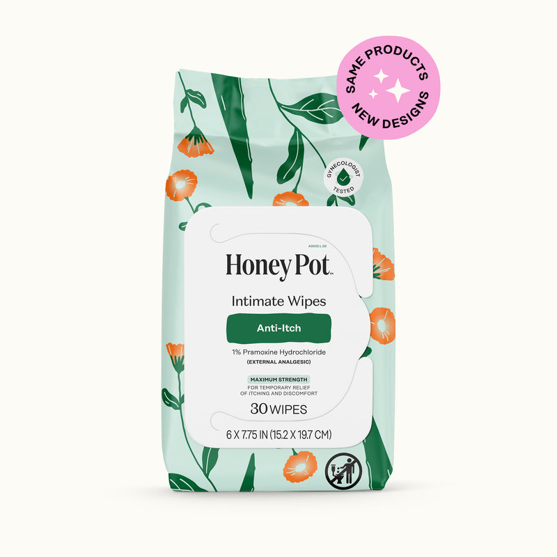 Anti-Itch Soothing Wipes – 1% Pramoxine Hydrochloride by Honey Pot - Non-toxic, STOP rated product free from harmful chemicals