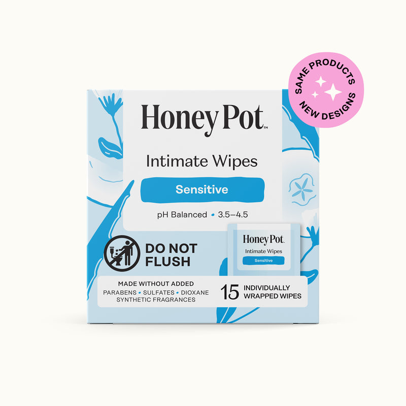 Sensitive Intimate Travel Wipes by Honey Pot - Non-toxic, SLOW rated product free from harmful chemicals