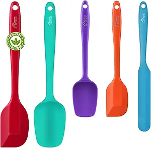 Silicone Spatula Kitchen Utensils - 5 piece set by HOTEC - Non-toxic, SLOW rated product free from harmful chemicals