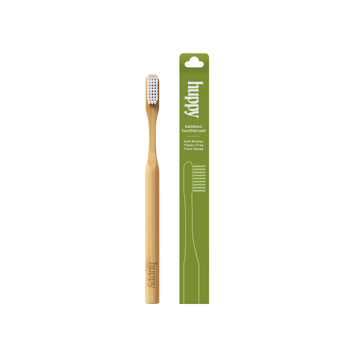 Bamboo Toothbrush with Castor Oil Bristles by Huppy - Non-toxic, GO rated product free from harmful chemicals