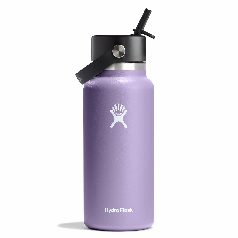 Stainless Steel Wide Mouth Water Bottle with Flex Straw Lid - 32 oz by Hydro Flask - Non-toxic Water Bottles + Drinkware product rated GO by Million Marker, free from BPA, phthalates, and parabens