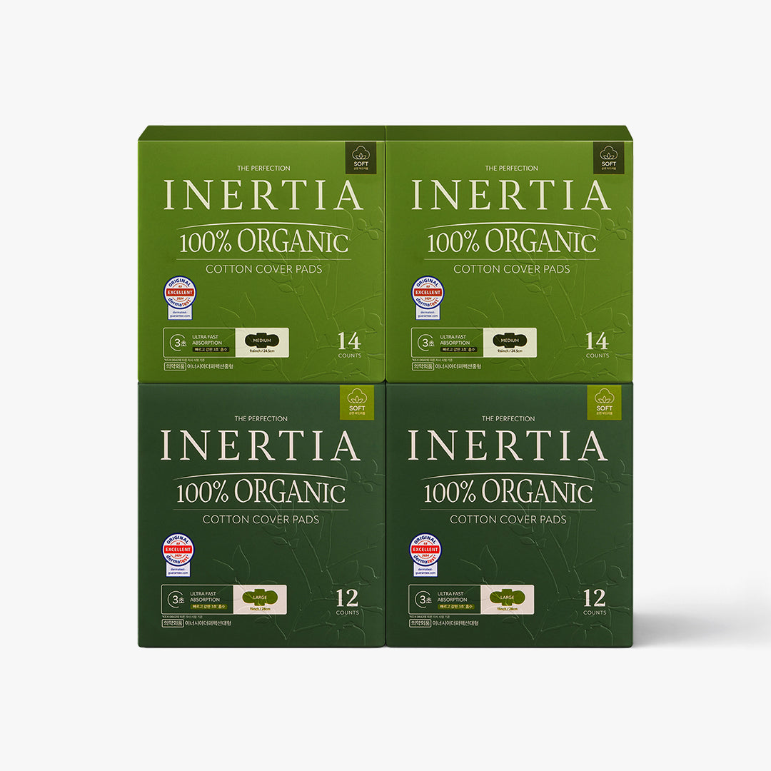 100% Organic Cotton Cover Pads - Large by INERTIA - Non-toxic Period Products + Hygiene product rated SLOW by Million Marker, free from BPA, phthalates, and parabens
