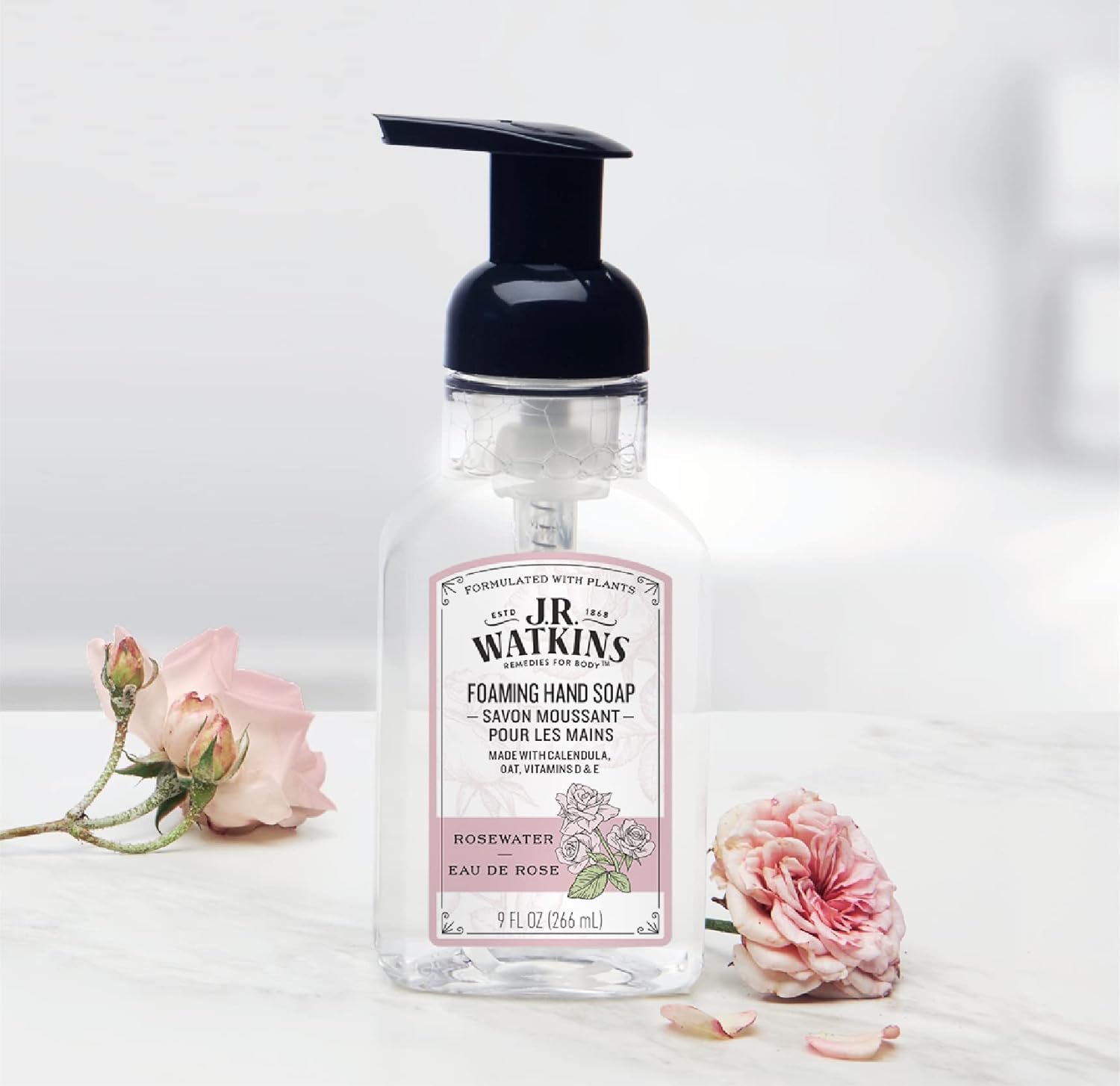 Foaming Hand Soap - Rosewater by J.R. WATKINS REMEDIES FOR BODY - Non-toxic, STOP rated product free from harmful chemicals