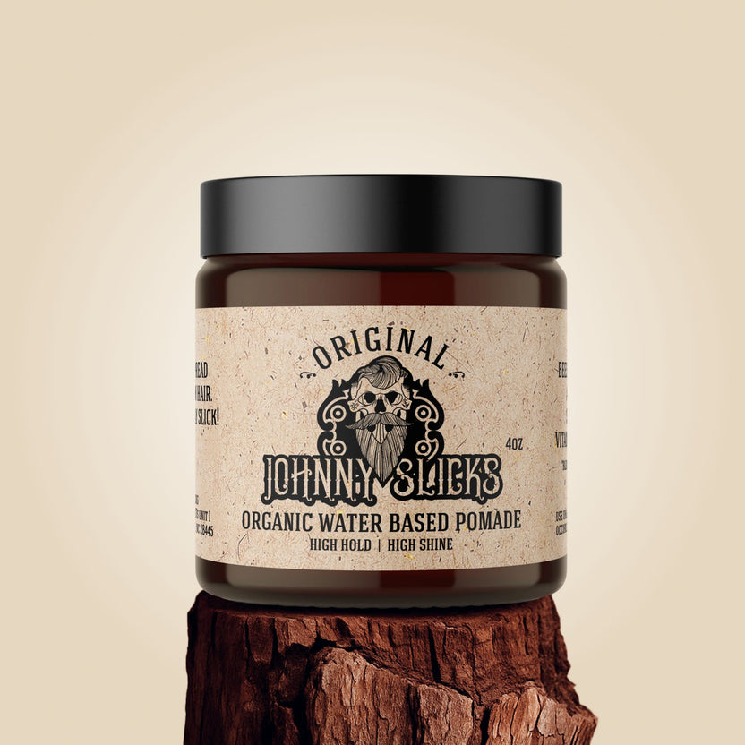 Organic Water Based Pomade by JOHNNY SLICKS - Non-toxic Hair Styling + Treatment product rated SLOW by Million Marker, free from BPA, phthalates, and parabens
