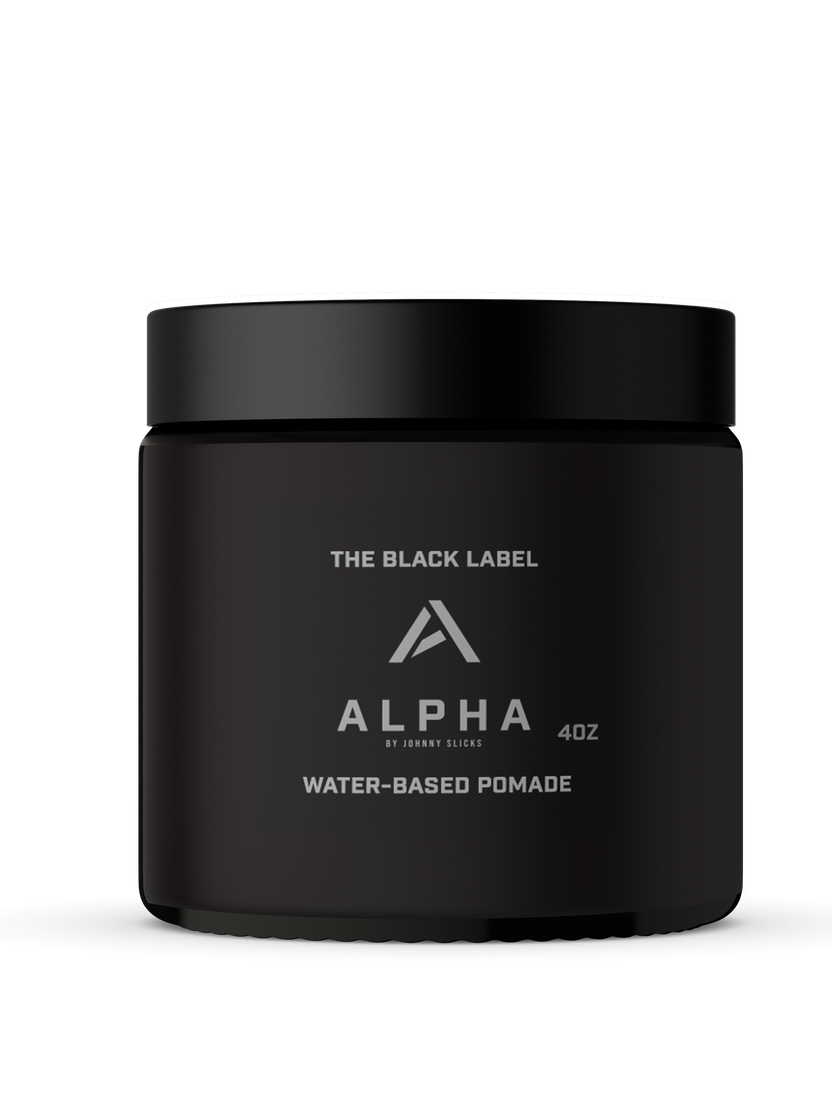 The Black Label Water-Based Pomade - Alpha by JOHNNY SLICKS - Non-toxic Hair Styling + Treatment product rated SLOW by Million Marker, free from BPA, phthalates, and parabens