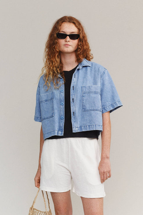 Denim Phinney Shirt by JUNGMAVEN - Non-toxic Clothes product rated GO by Million Marker, free from BPA, phthalates, and parabens