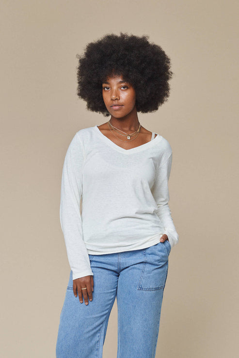 Finch Long Sleeve V-neck by JUNGMAVEN - Non-toxic Clothes product rated GO by Million Marker, free from BPA, phthalates, and parabens