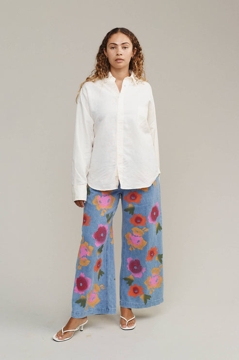 Floral Denim Disco Pant by JUNGMAVEN - Non-toxic Clothes product rated GO by Million Marker, free from BPA, phthalates, and parabens