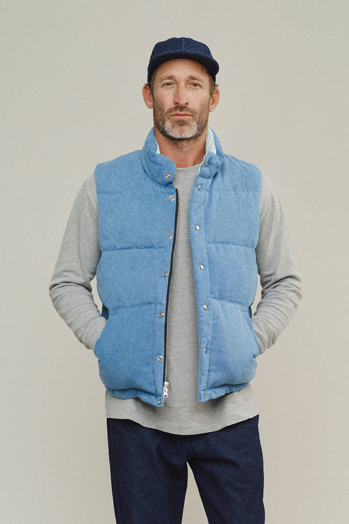 Hemp Denim Vest with Recycled Down by JUNGMAVEN - Non-toxic Clothes product rated STOP by Million Marker, free from BPA, phthalates, and parabens