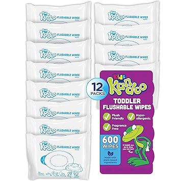 Flushable Wipes for Baby and Kids - Sensitive by Kandoo Kids - Non-toxic, SLOW rated product free from harmful chemicals