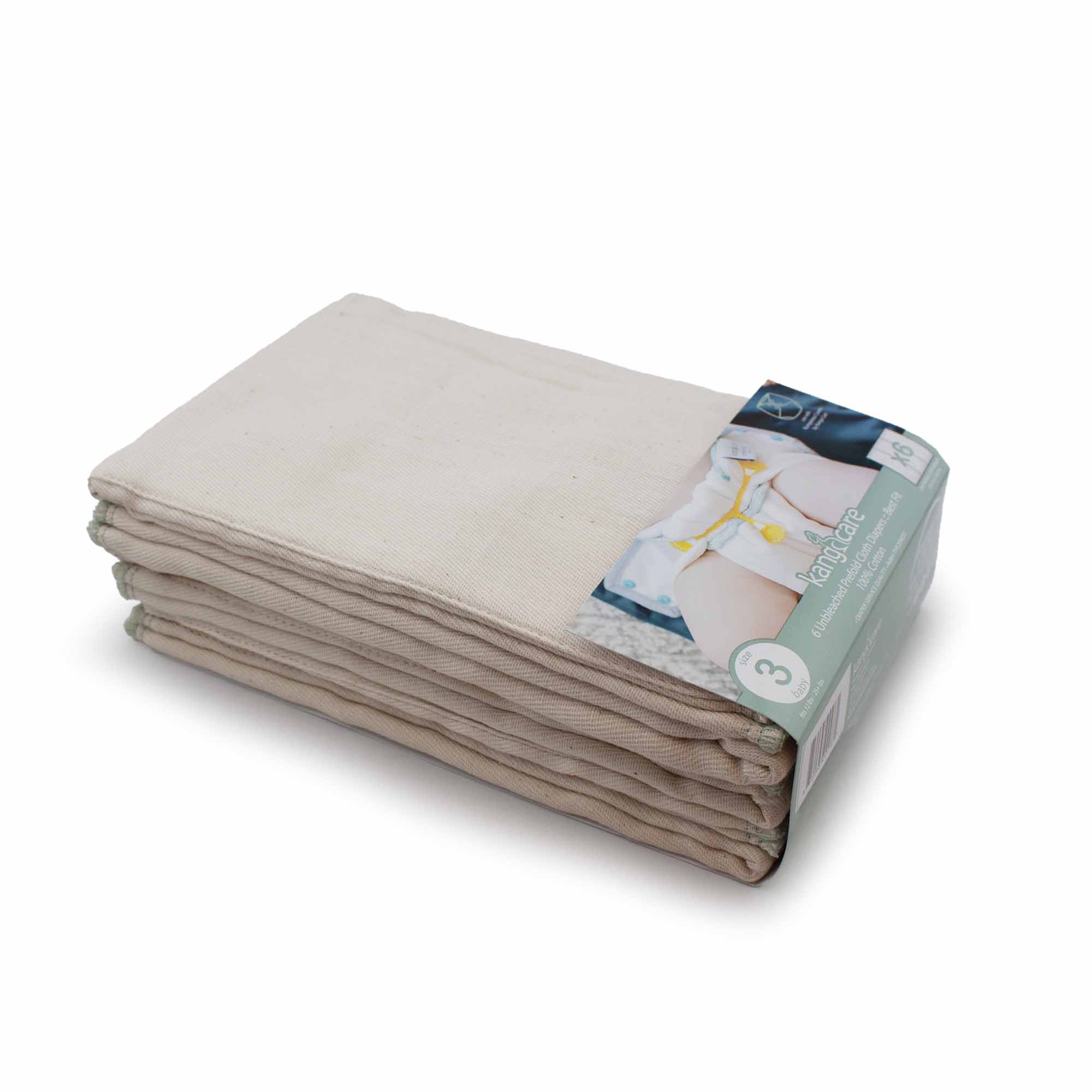 Baby Unbleached Cotton Prefold Cloth Diapers by kangacare - Non-toxic, GO rated product free from harmful chemicals