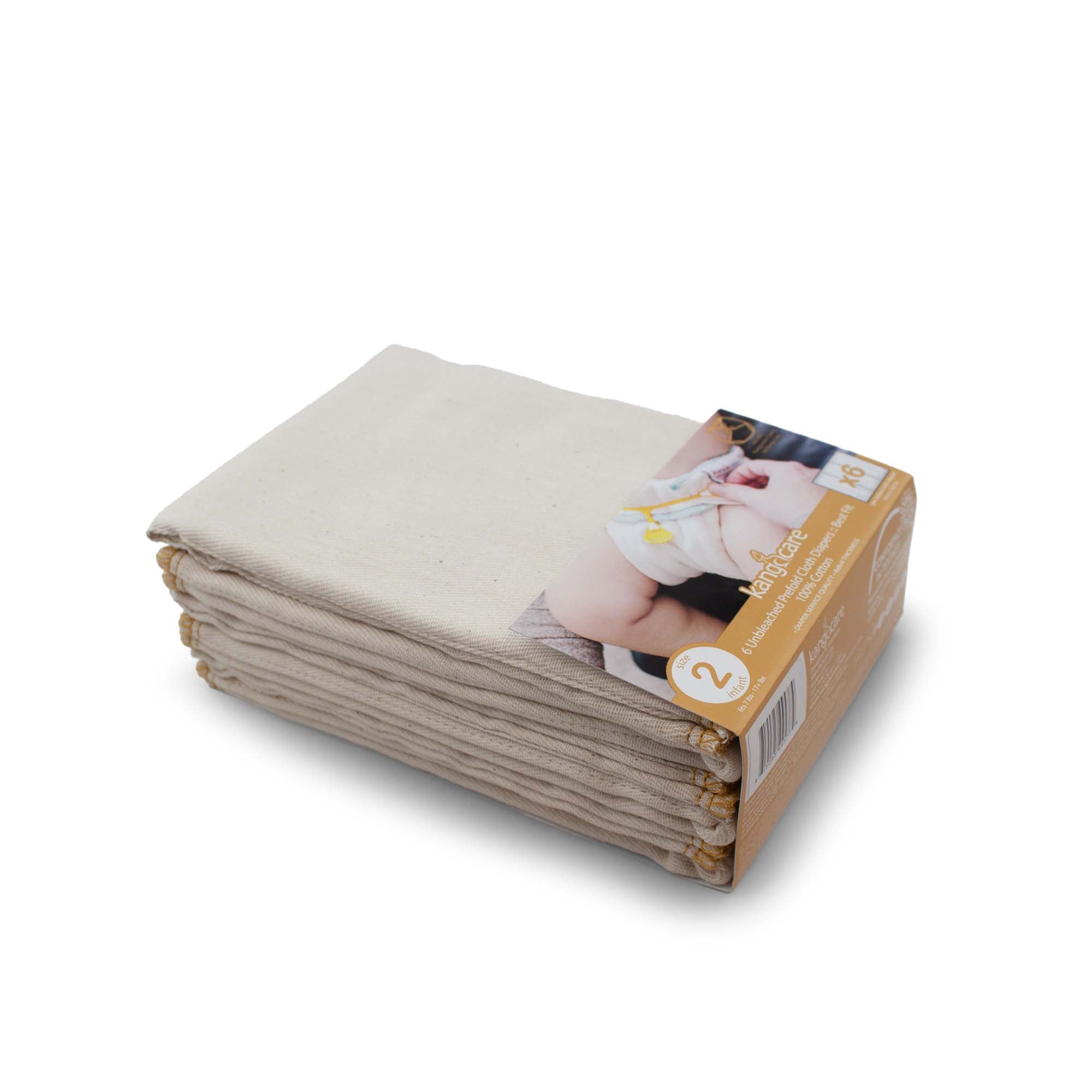 Infant Unbleached Cotton Prefold Cloth Diapers by kangacare - Non-toxic, GO rated product free from harmful chemicals
