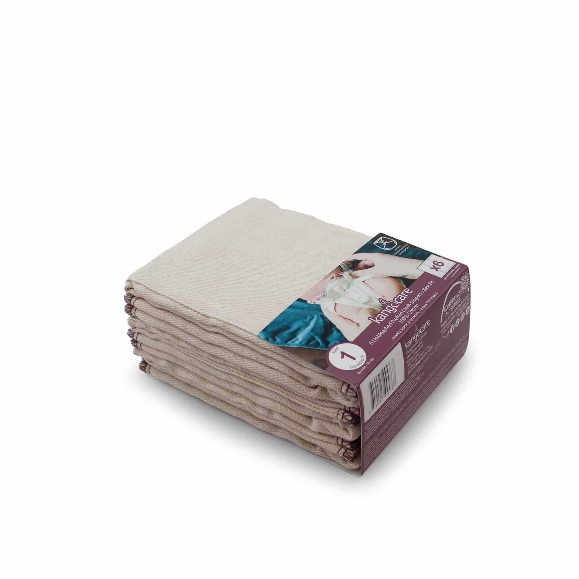 Newborn Unbleached Cotton Prefold Cloth Diapers by kangacare - Non-toxic, GO rated product free from harmful chemicals