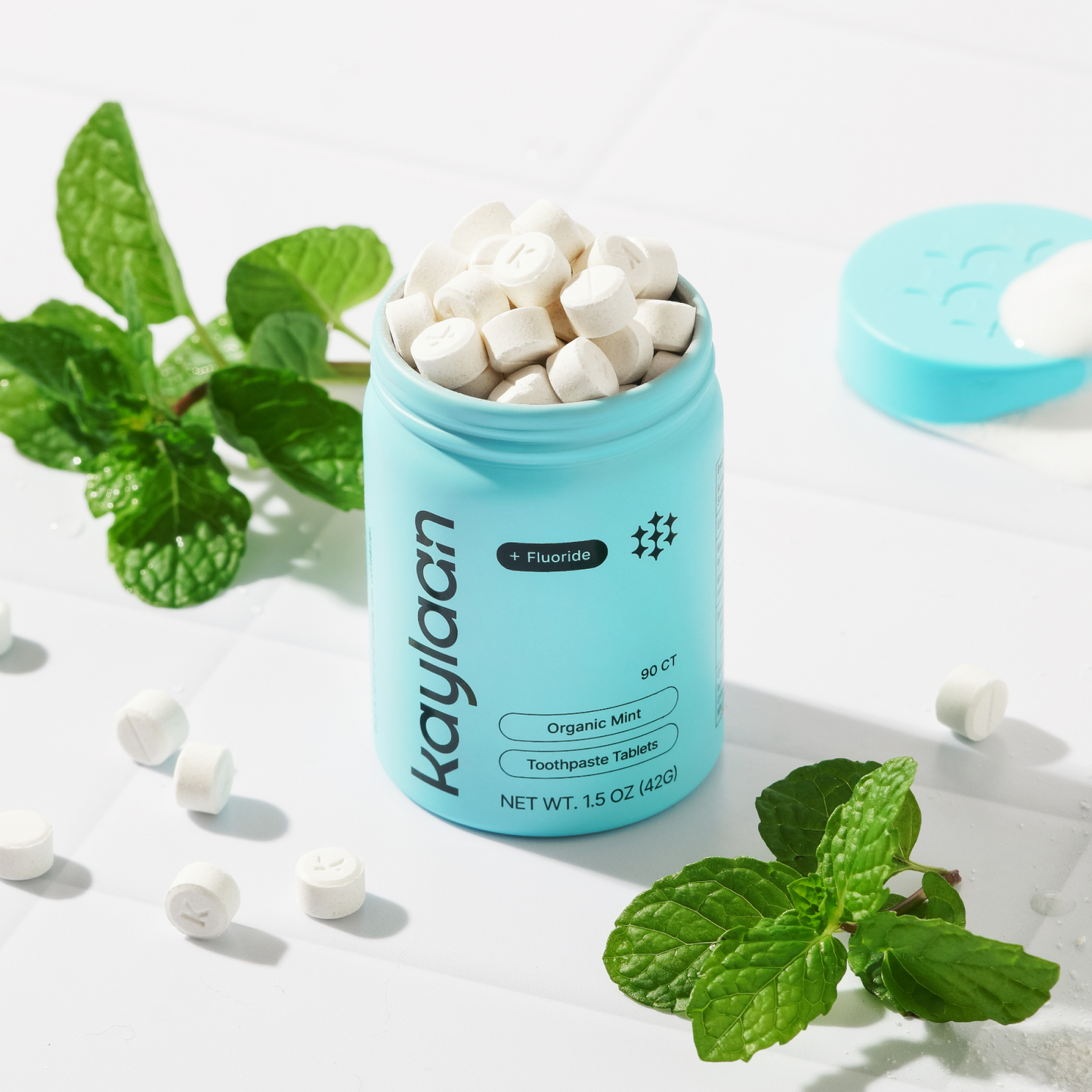 Toothpaste Tablets + Fluoride - Organic Mint by kaylaan - Non-toxic, SLOW rated product free from harmful chemicals