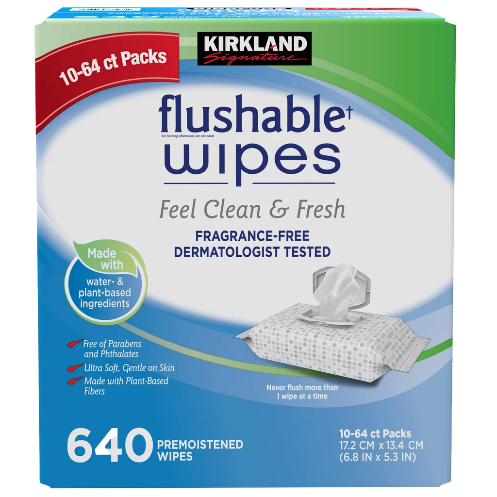 Moist Flushable Wipes by KIRKLAND Signature - Non-toxic, STOP rated product free from harmful chemicals