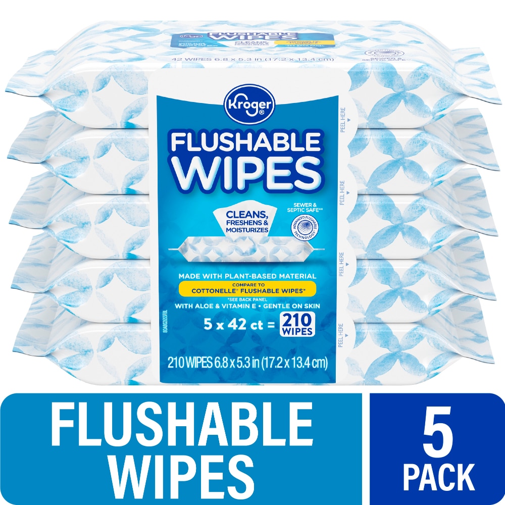 Flushable Wipes - Unscented by Kroger - Non-toxic, SLOW rated product free from harmful chemicals