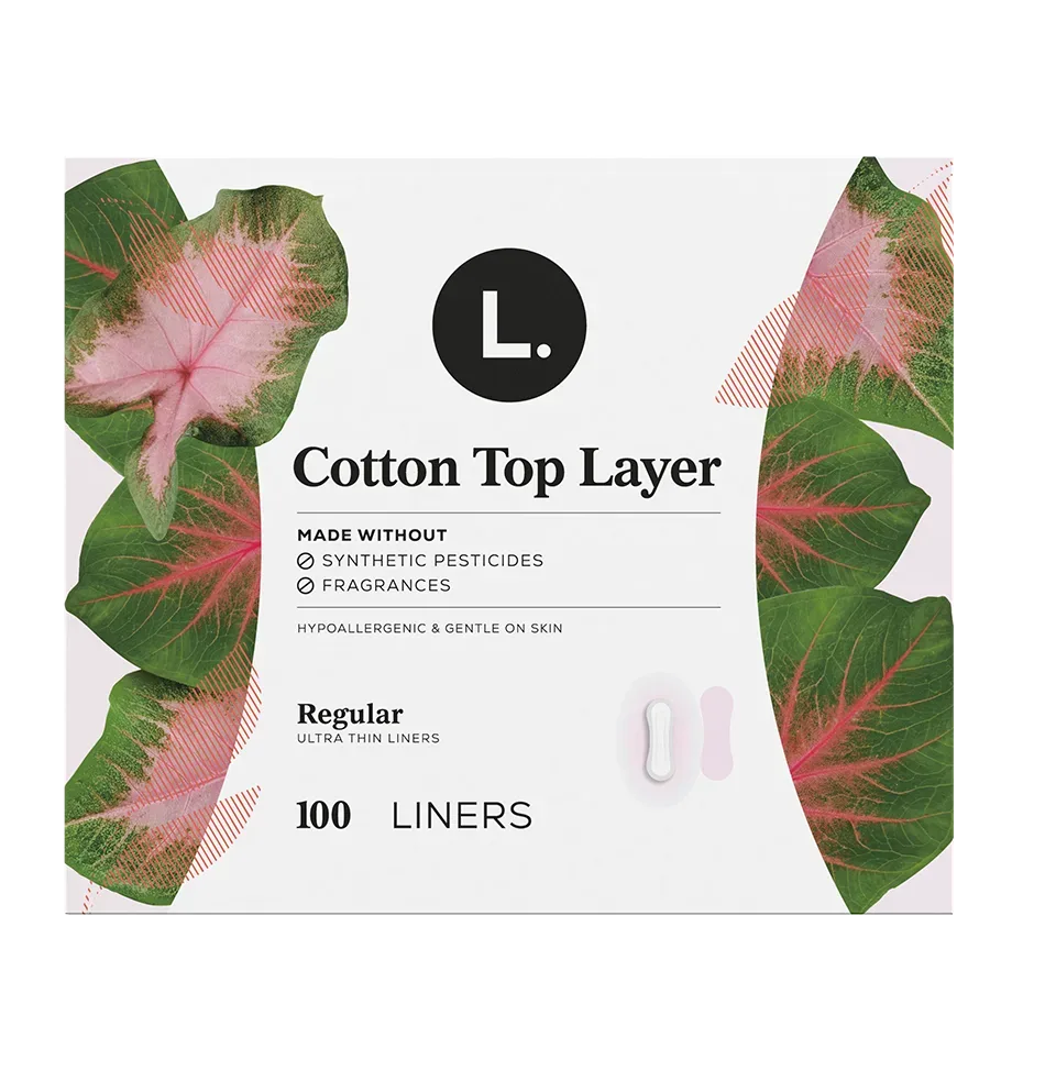 Cotton Top Layer Ultra Thin Liners by L. - Non-toxic Period Care product rated STOP by Million Marker, free from BPA, phthalates, and parabens