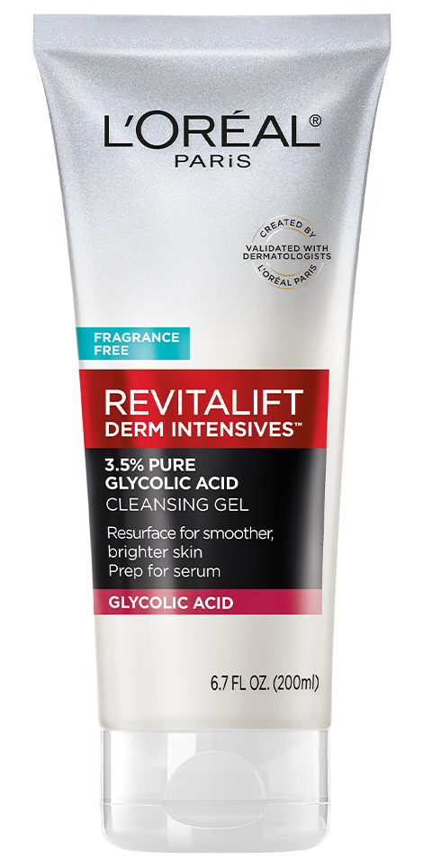 Revitalift Derm Intensives 3.5% Pure Glycolic Acid Cleansing Gel by L'ORÉAL PARiS - Non-toxic Facial Care product rated STOP by Million Marker, free from BPA, phthalates, and parabens