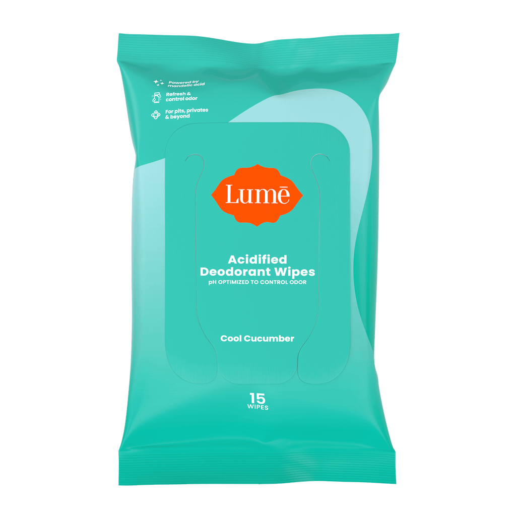 Acidified Deodorant Wipes – Cool Cucumber by Lumē - Non-toxic, STOP rated product free from harmful chemicals