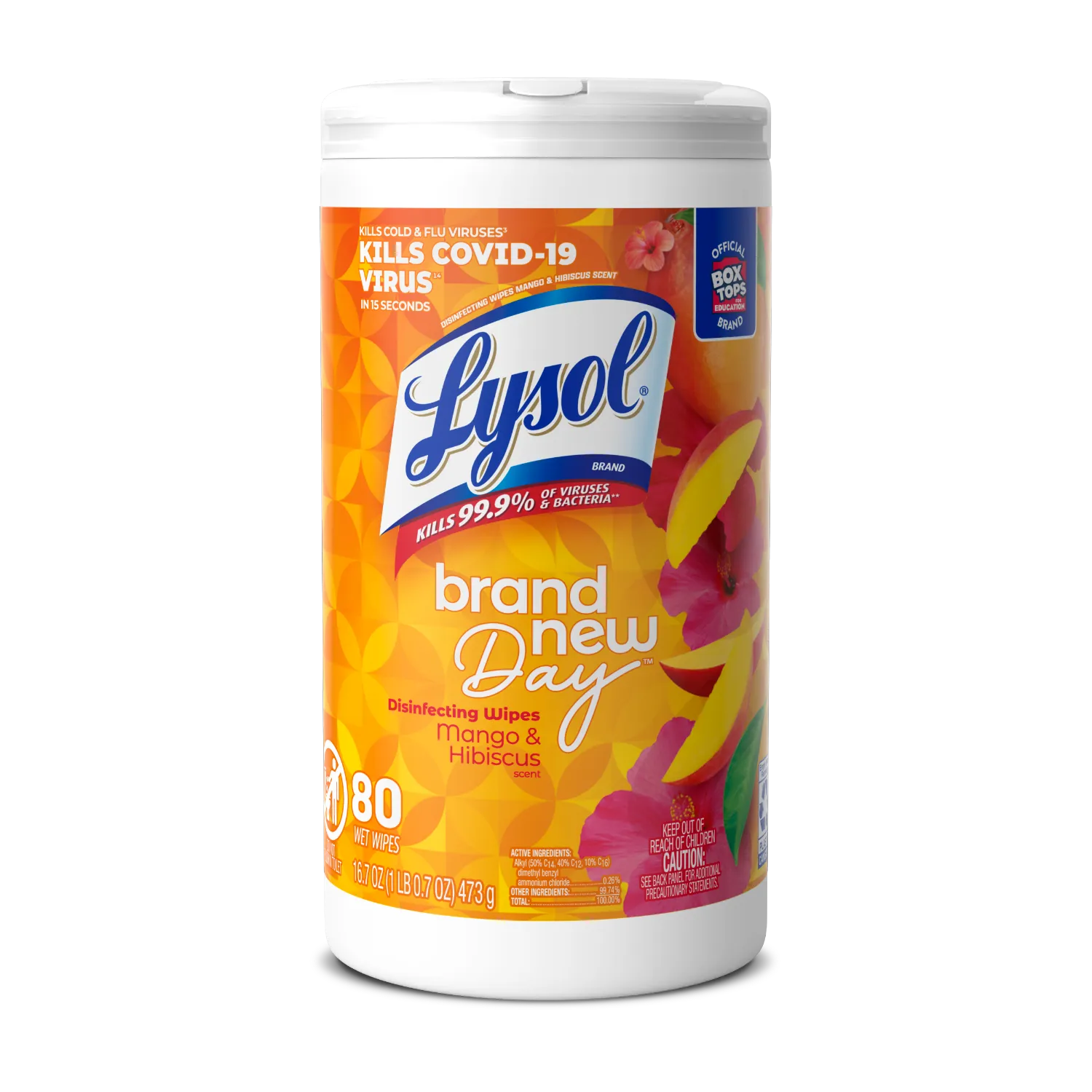 Disinfecting Wipes - Brand New Day Mango & Hibiscus by Lysol - Non-toxic, STOP rated product free from harmful chemicals