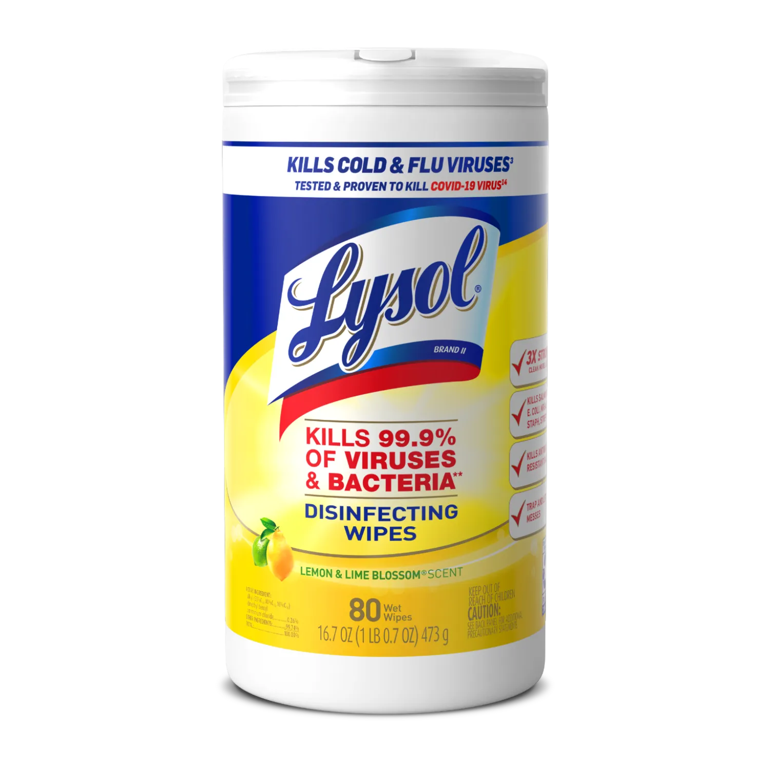 Disinfecting Wipes Multi - Lemon & Lime Blossom by Lysol - Non-toxic Household Cleaning Products product rated STOP by Million Marker, free from BPA, phthalates, and parabens
