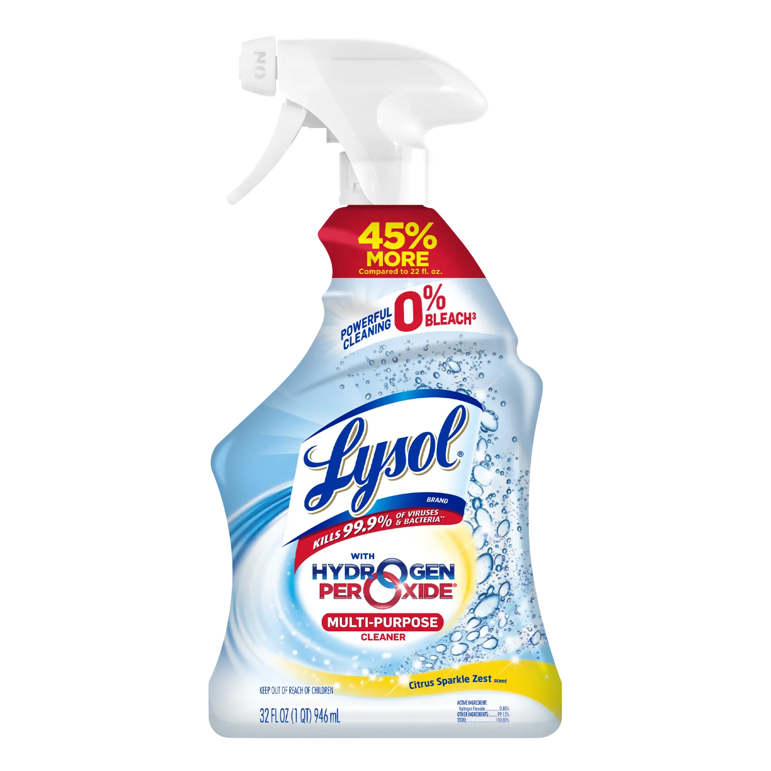 Hydrogen Peroxide Multi-Purpose Cleaner by Lysol - Non-toxic Household Cleaning Products product rated STOP by Million Marker, free from BPA, phthalates, and parabens