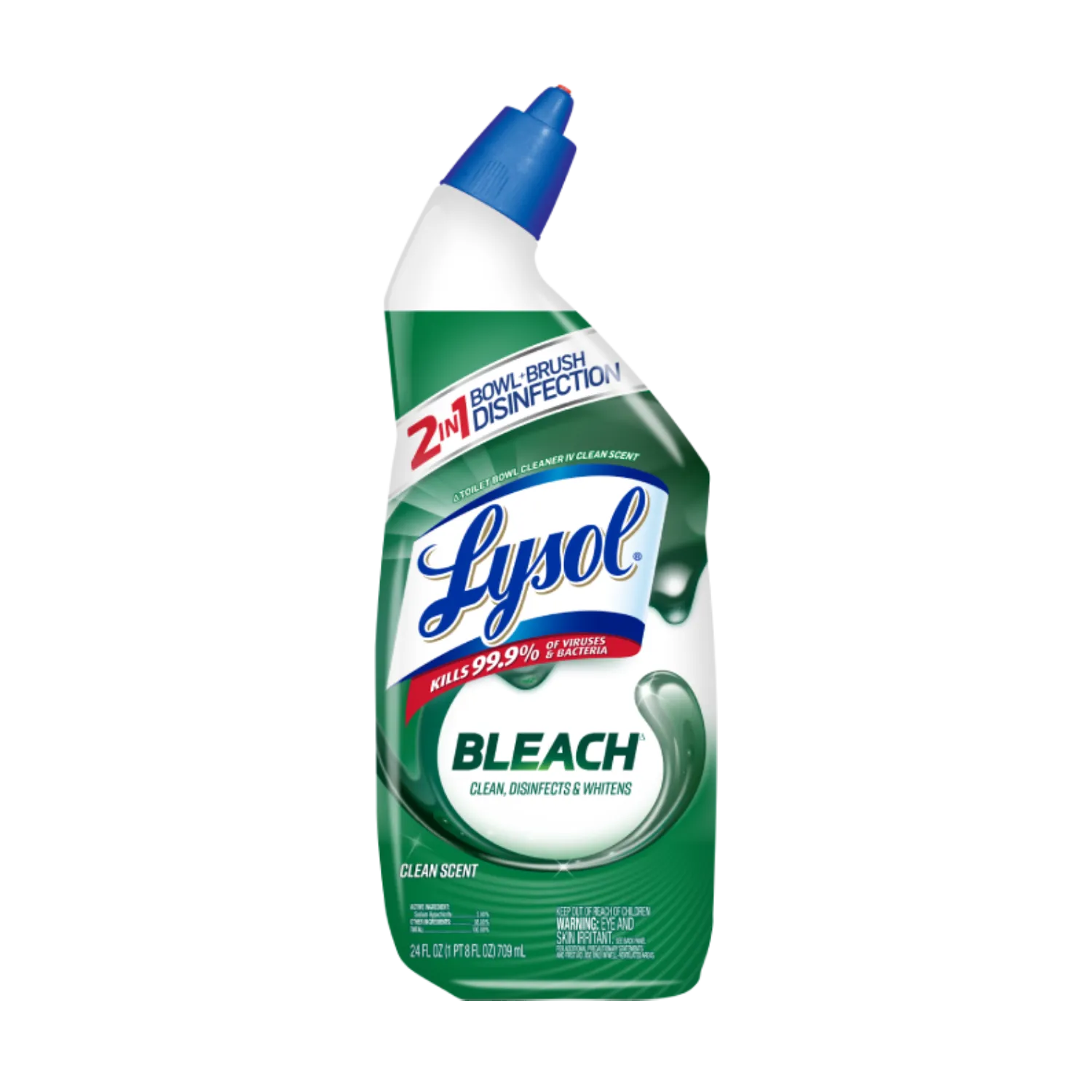 Toilet Bowl Cleaner with Bleach - Clean Scent by Lysol - Non-toxic, STOP rated product free from harmful chemicals