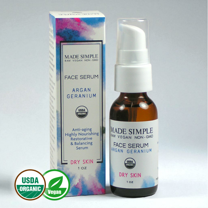 Argan Geranium Face Serum by Made Simple - Non-toxic, SLOW rated product free from harmful chemicals