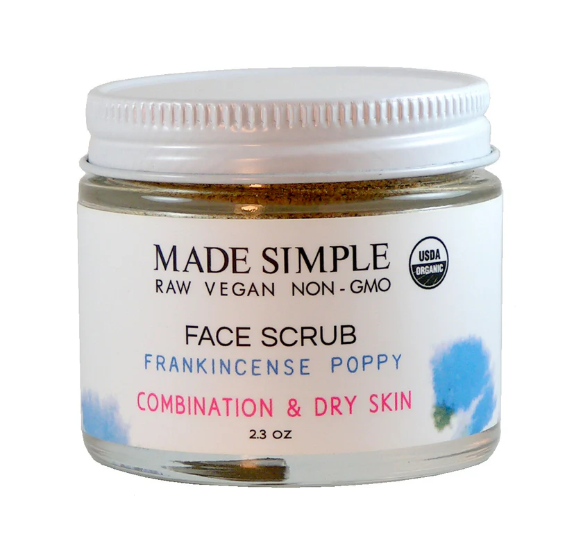Frankincense Poppy Seed Face Scrub Combination/Dry Skin by Made Simple - Non-toxic Facial Care product rated SLOW by Million Marker, free from BPA, phthalates, and parabens