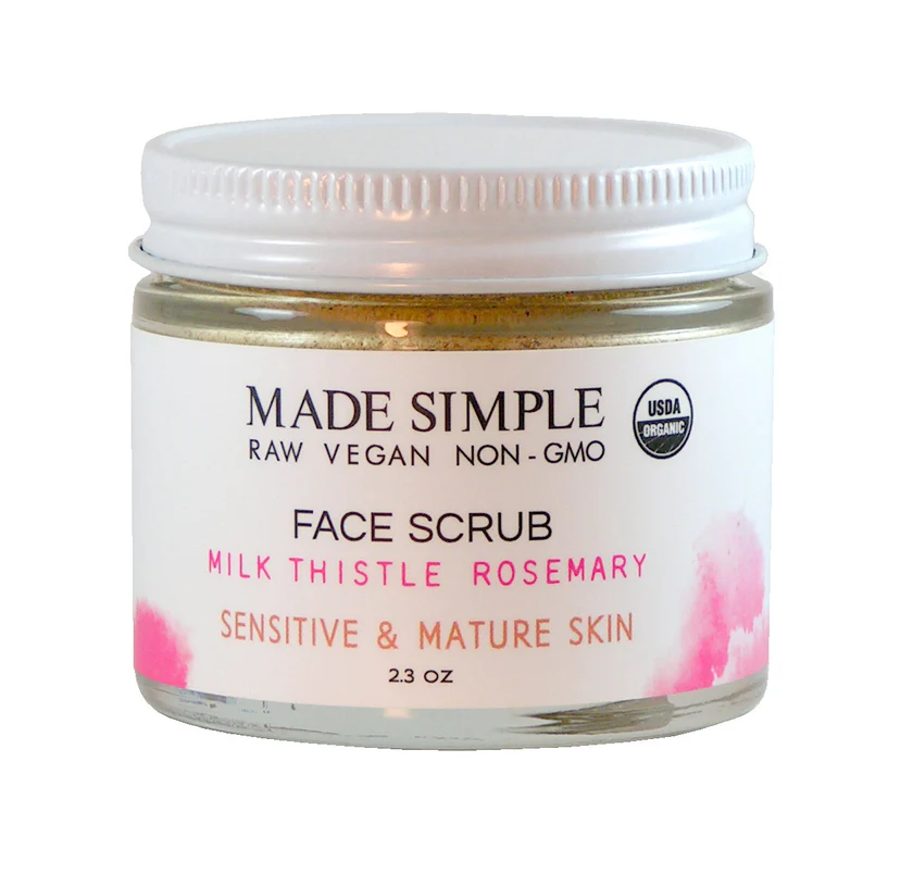 Milk Thistle Rosemary Face Scrub Sensitive/Mature Skin by Made Simple - Non-toxic Facial Care product rated SLOW by Million Marker, free from BPA, phthalates, and parabens
