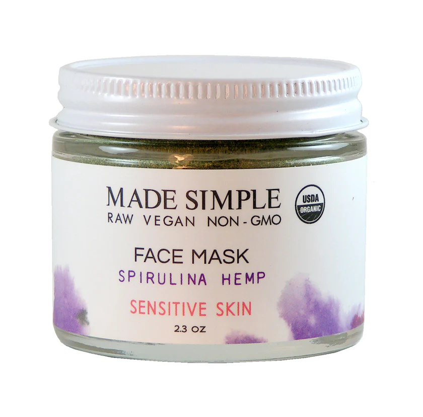 Spirulina Hemp Face Mask Sensitive Skin by Made Simple - Non-toxic, SLOW rated product free from harmful chemicals