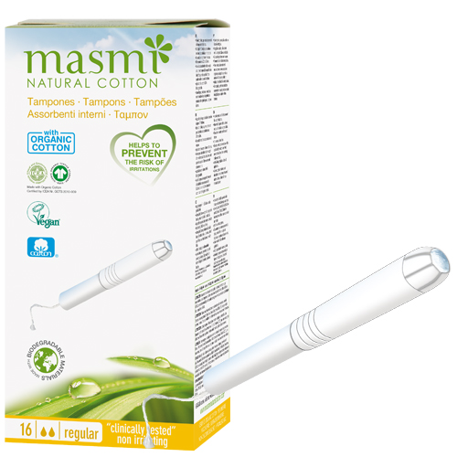 Natural Organic Cotton Tampons – Regular by masmi NATURAL COTTON - Non-toxic Period Care product rated SLOW by Million Marker, free from BPA, phthalates, and parabens