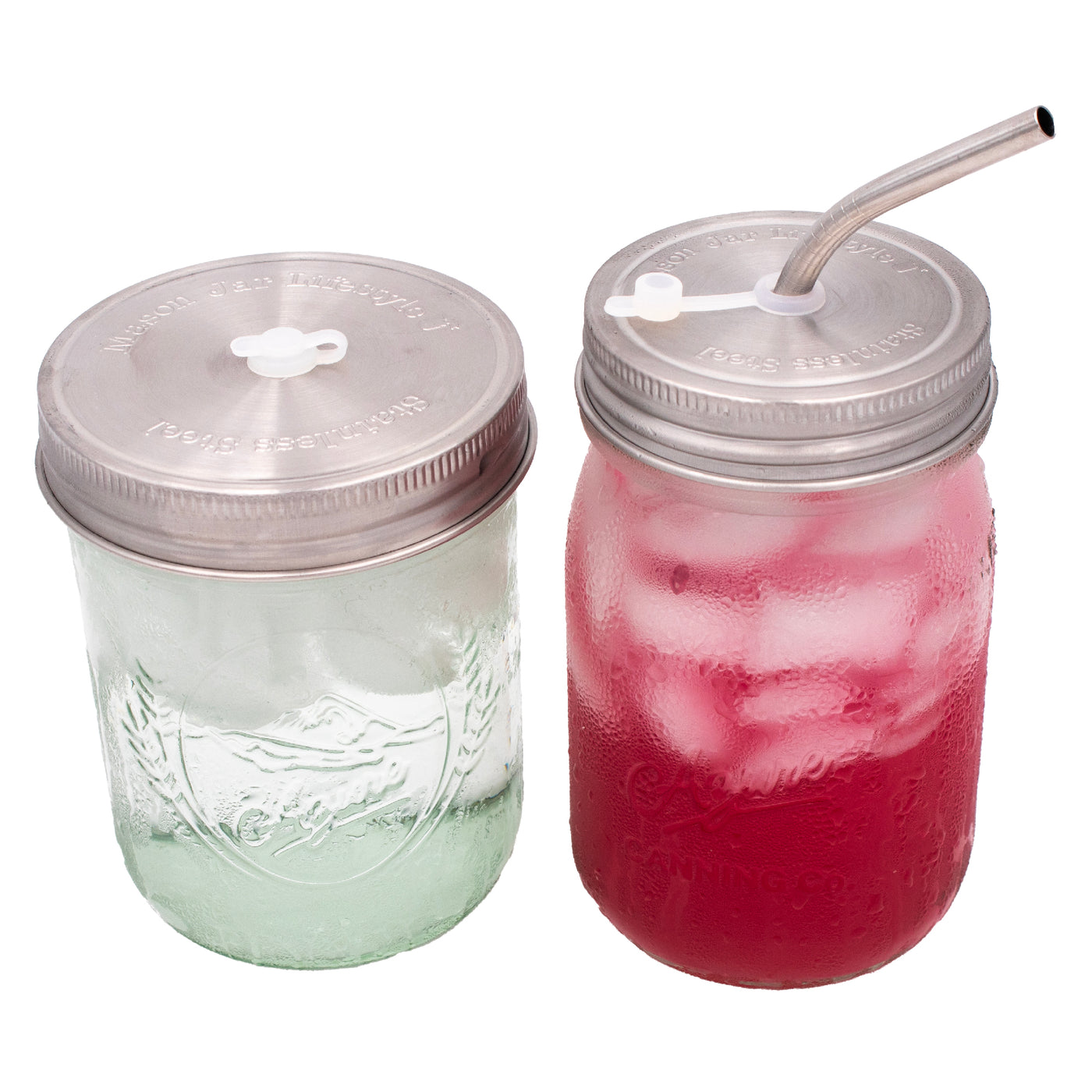 Straw Hole Tumbler Stainless Steel Lids for Mason Jars by Mason Jar Lifestyle - Non-toxic, GO rated product free from harmful chemicals
