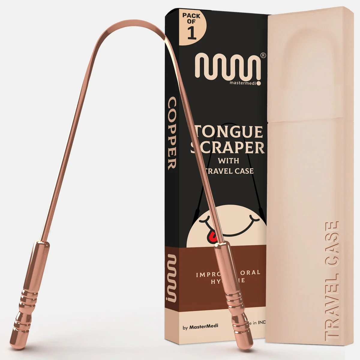 Tongue Scraper by Mastermedi - Non-toxic Oral Care product rated GO by Million Marker, free from BPA, phthalates, and parabens