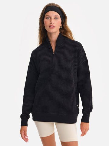 Organic Waffle Collared Half-Zip Sweatshirt by MATE The Label - Non-toxic Clothes product rated GO by Million Marker, free from BPA, phthalates, and parabens