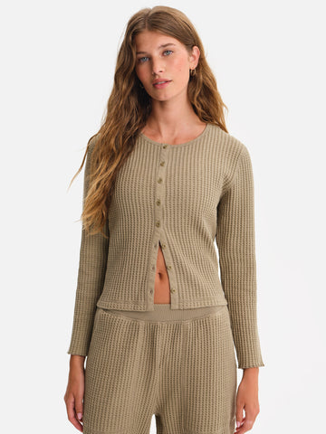 Organic Waffle Crew Cardigan by MATE The Label - Non-toxic Clothing product rated GO by Million Marker, free from BPA, phthalates, and parabens