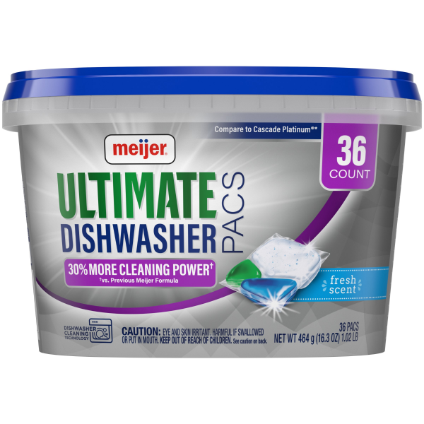 Ultra Dishwasher Pacs - Fresh Scent by meijer - Non-toxic, STOP rated product free from harmful chemicals