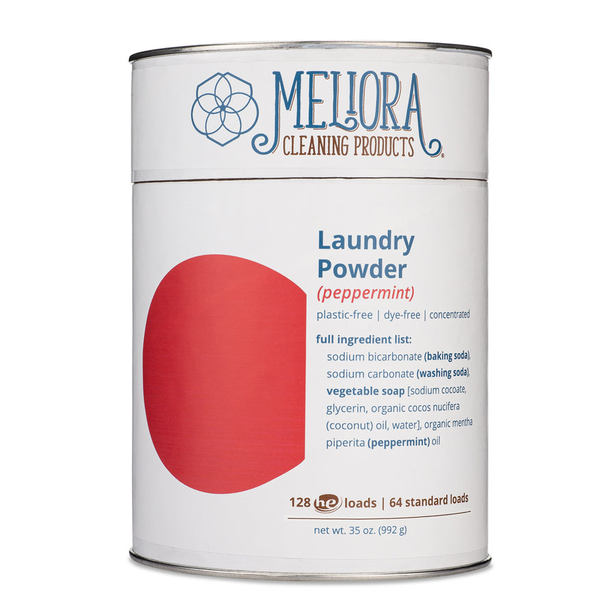 Laundry Powder Canister - Peppermint by Meliora - Non-toxic Laundry product rated SLOW by Million Marker, free from BPA, phthalates, and parabens