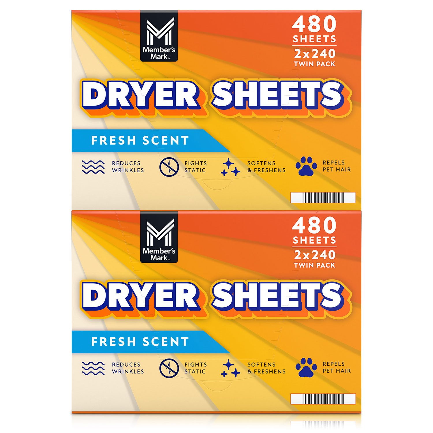 Fabric Softener Dryer Sheets – Fresh Clean Scent by Member's Mark - Non-toxic, STOP rated product free from harmful chemicals