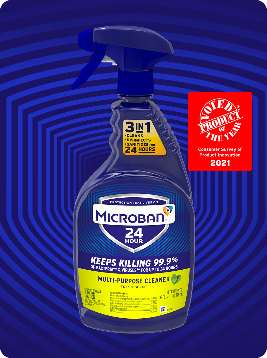 Multi-Purpose Cleaner - Fresh Scent by MICROBAN - Non-toxic Household Cleaning Products product rated STOP by Million Marker, free from BPA, phthalates, and parabens